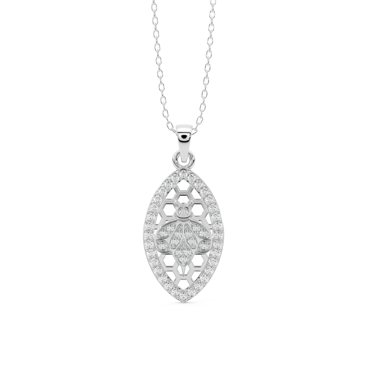 Minimal Leaf Diamond Pendant